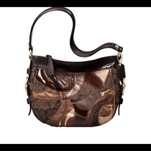 Dark brown Zoe Patchwork Coach purse